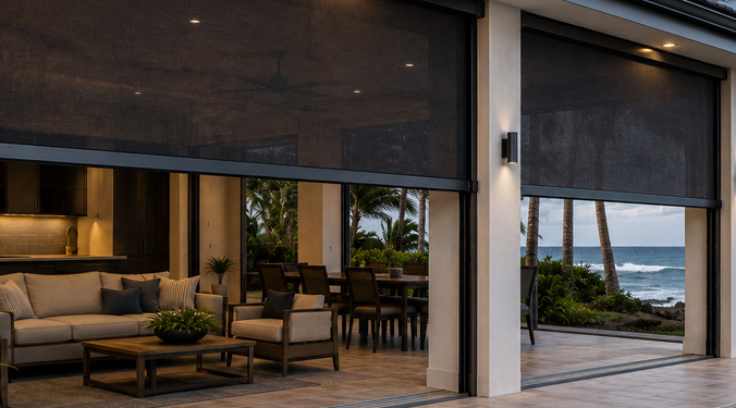 Shutter systems for coastal screen